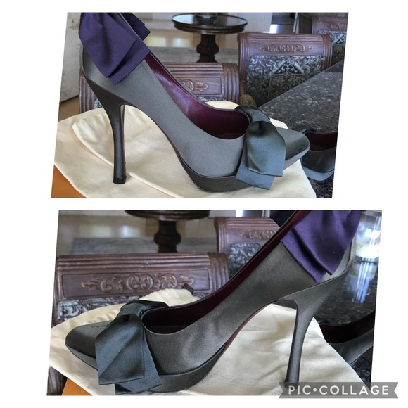 Louis Vuitton silk  Pumps with Purple Bow - Picture 10 of 16